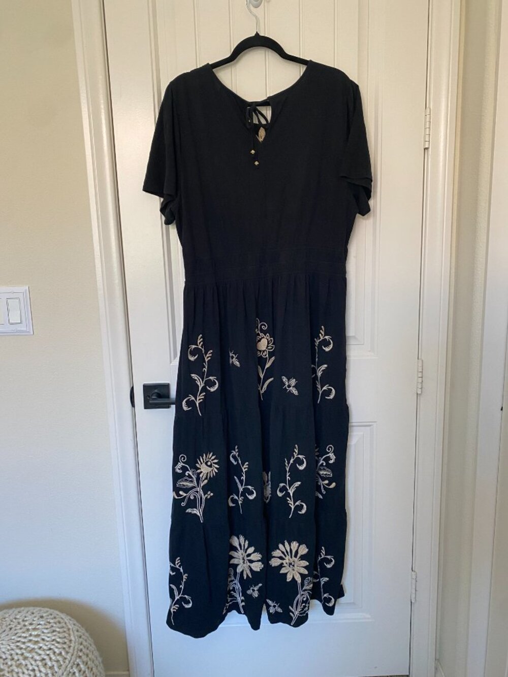 Johnny Was | Smocked Waist Tiered Maxi Dress in Black - Picture 7 of 12